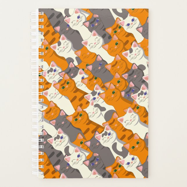 Agenda Patrón diagonal del gato negro jengibre (Anverso)