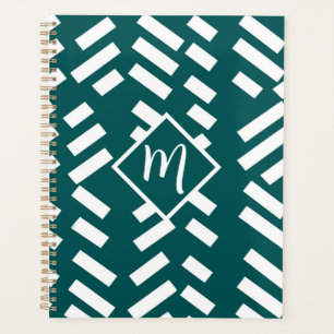 Agenda Patrón diagonal rayado minimalista, monograma