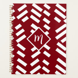 Agenda Patrón diagonal tachado rojo Minimalista, monogram