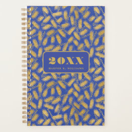 Agenda Patrón dorado negrita en fondo azul