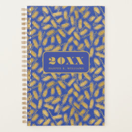 Agenda Patrón dorado negrita en fondo azul