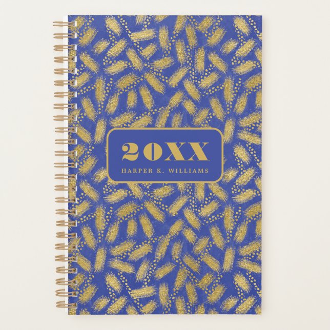 Agenda Patrón dorado negrita en fondo azul (Anverso)