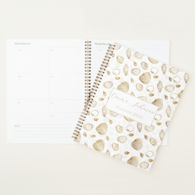 Agenda Patrón elegante de acero blanco de oro (Demostración)