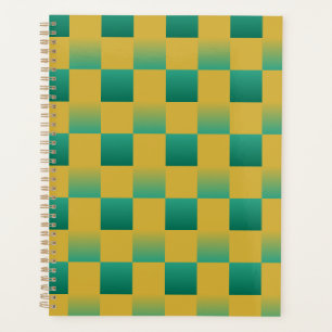 Agenda Patrón elegante de cuadros en verde y oro