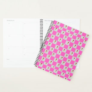 Agenda Patrón elegante de flor rosa y blanco