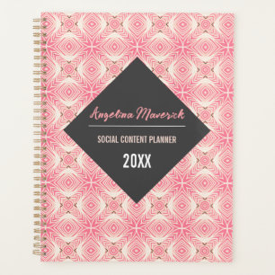 Agenda Patrón elegante de flores blancas y rosas