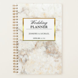 Agenda Patrón elegante de mármol dorado blanco Planificad