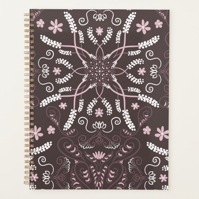 Agenda Patrón elegante oscuro de Mandala (Anverso)