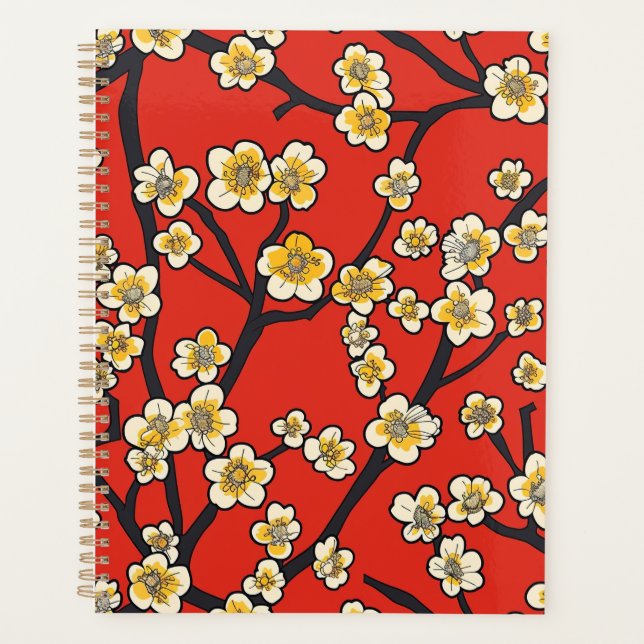 Agenda Patrón elegante sin foco de flores de cerezo (9) (Anverso)