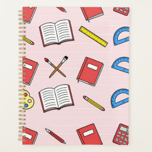 Agenda Patrón Estético de Suministros Escolares Rosa Past