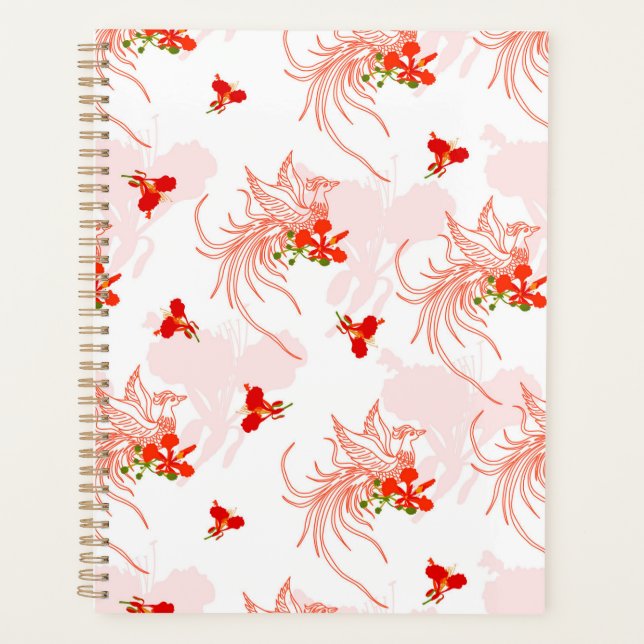Agenda Patrón Fénix Bird Y Phoenix Flower Seamless (Anverso)
