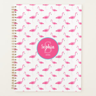 Agenda Patrón Flamingo de color de agua personalizado