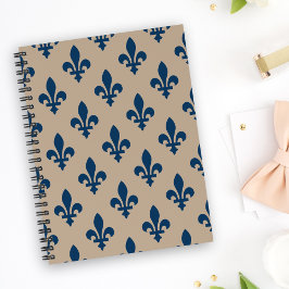 Agenda Patrón Fleur de Lis, azul francés real en crema