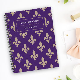 Agenda Patrón Fleur de Lis, francés, real, crema, púrpura