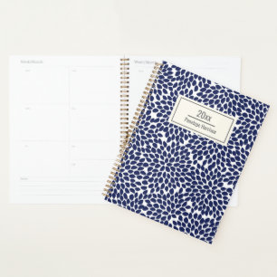 Agenda Patrón floral abstracto de estilo azul personaliza