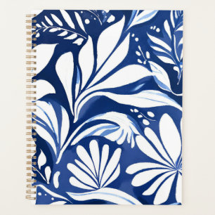 Agenda Patrón floral acuarela botánica azul