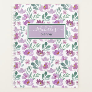 Agenda Patrón floral acuarela Rosa tu nombre