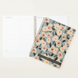 Agenda Patrón floral atrevido y a mano con trazos de tint