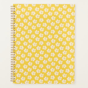 Agenda Patrón floral blanco elegante Amarillo brillante