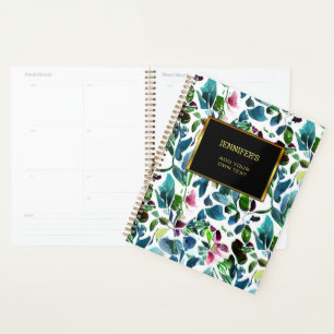 Agenda patrón floral botánico acuarela personal