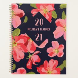 Agenda Patrón floral brillante azul botánico anual