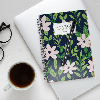 Agenda Patrón floral contemporáneo personalizado