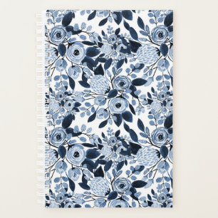 Agenda Patrón floral de acuarela azul Pastel de Marina