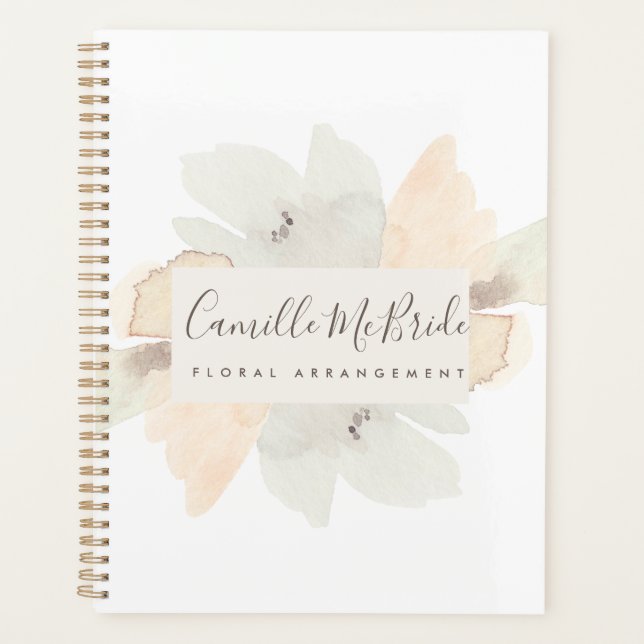 Agenda Patrón floral de acuarela pintada a mano femenina (Anverso)