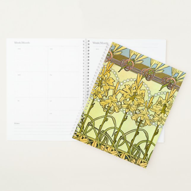 Agenda Patrón floral de Alfonse Mucha Art Nouveau Lily (Demostración)