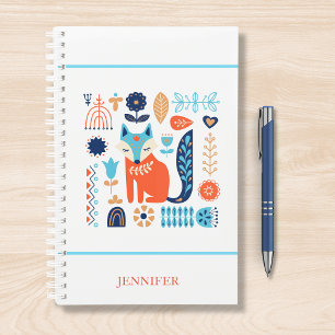 Agenda Patrón floral de arte folk de Fox personalizado