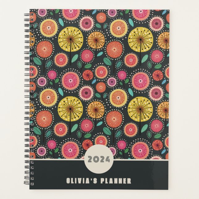 Agenda Patrón floral de Boho (Anverso)