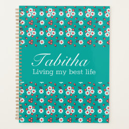 Agenda Patrón floral de bonito en Aqua