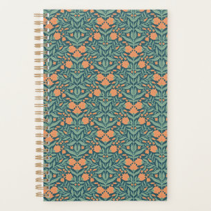 Agenda Patrón floral de estilo Art Nouveau naranja pareci