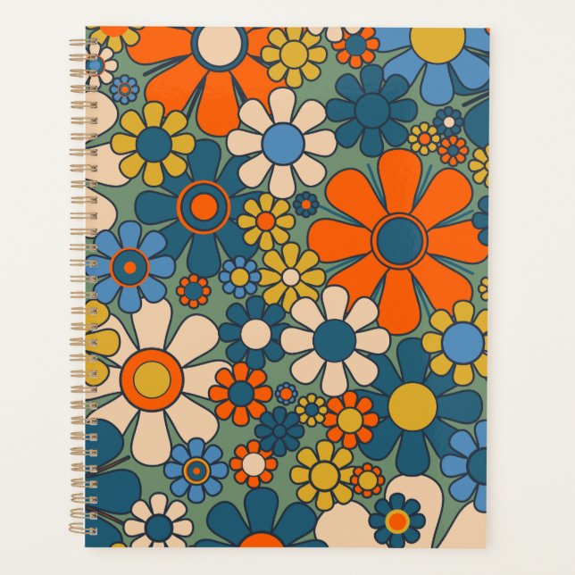 Agenda Patrón floral de flores de jardín retro (Anverso)