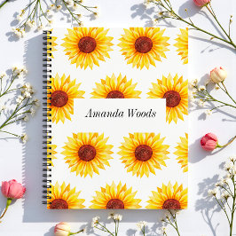 Agenda Patrón floral de girasol blanco amarillo
