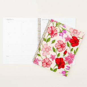 Agenda Patrón floral de Hibiscus y Plumeria tropical