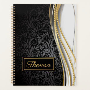 Agenda Patrón floral de leafy monogramado