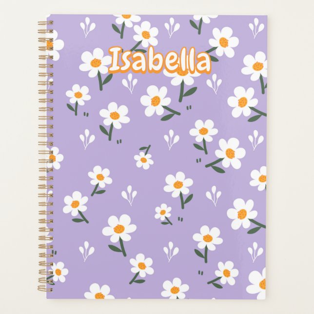 Agenda Patrón floral de margarita lavanda (Anverso)