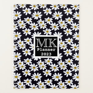 Agenda Patrón floral de margarita monograma