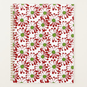 Agenda Patrón floral de margarita roja y verde navidad