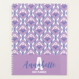 Agenda Patrón floral de margaritas rayado Lila Lavanda Az