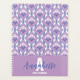 Agenda Patrón floral de margaritas rayado Lila Lavanda Az