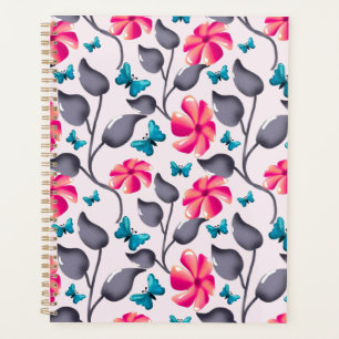 Agenda Patrón floral de mariposa Botánico elegante