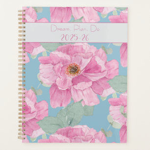 Agenda Patrón floral de peonía rosa