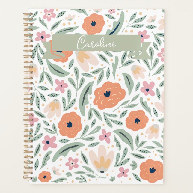 Agenda Patrón floral de primavera de Pastel (Anverso)
