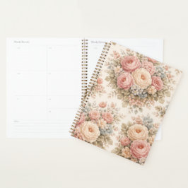 Agenda Patrón floral de rosa vintage | Pastel elegante