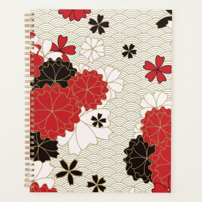 Agenda Patrón floral elegante sakura japonés (Anverso)