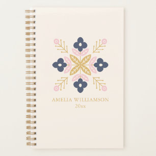 Agenda Patrón floral escandinavo con nombre personalizado