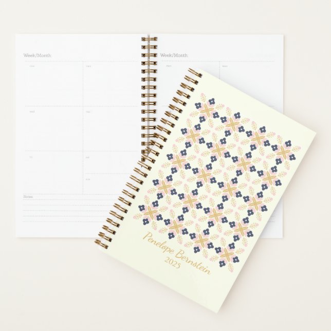 Agenda Patrón floral escandinavo de bonito personalizado (Demostración)