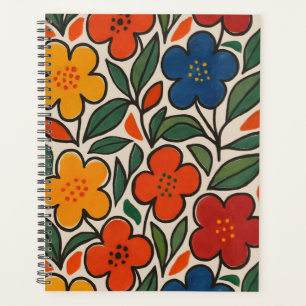 Agenda Patrón floral estilo retro de los años 60